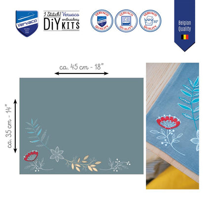 Vervaco | Placemat kit Bloemen en takjes set van 2 | ca. 45 x 35 cm