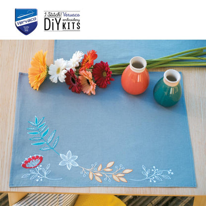 Vervaco | Placemat kit Bloemen en takjes set van 2 | ca. 45 x 35 cm