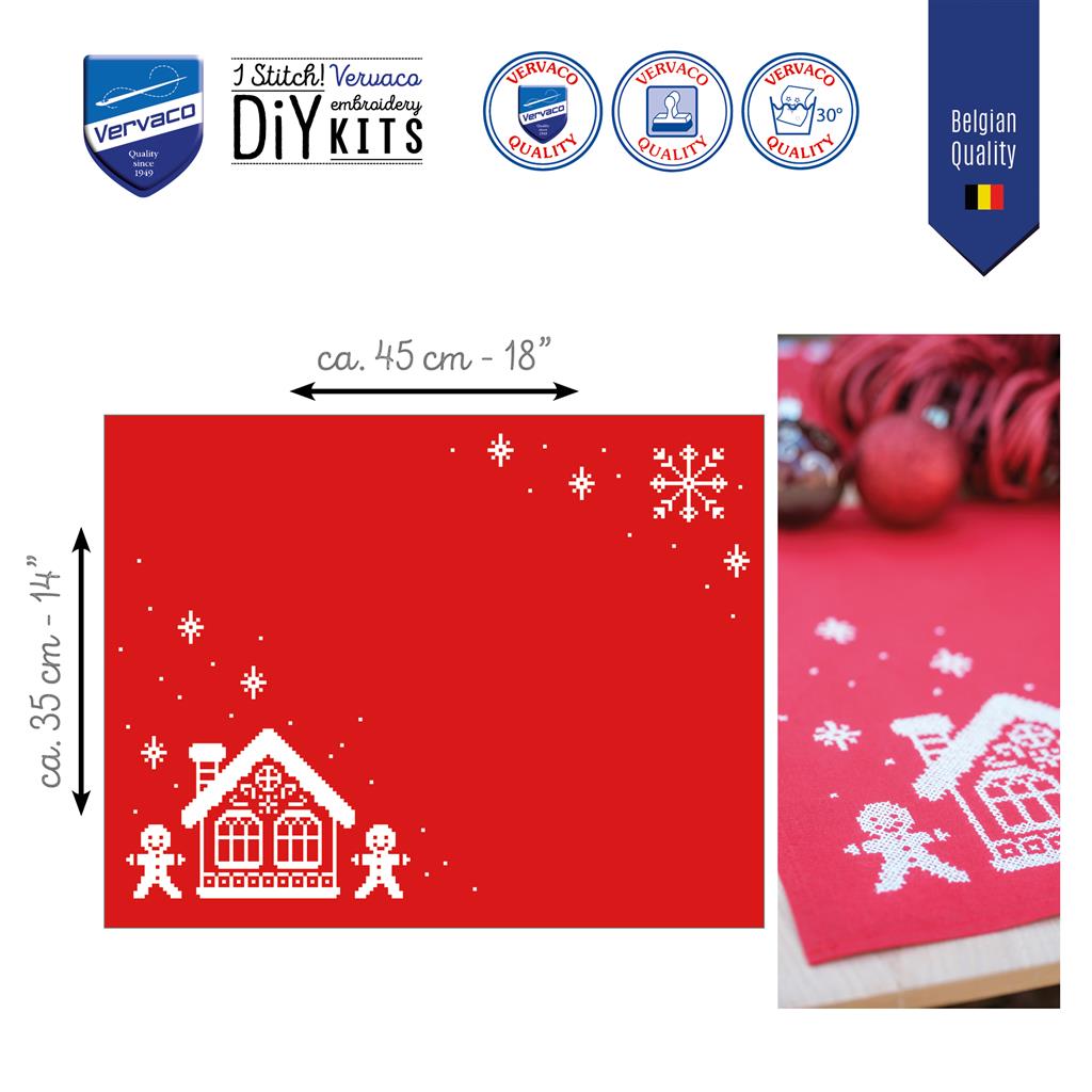 Vervaco | Placemat kit Gingerhouse set van 2 | ca. 45 x 35 cm