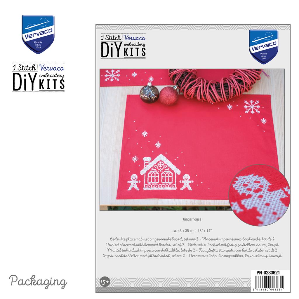 Vervaco | Placemat kit Gingerhouse set van 2 | ca. 45 x 35 cm