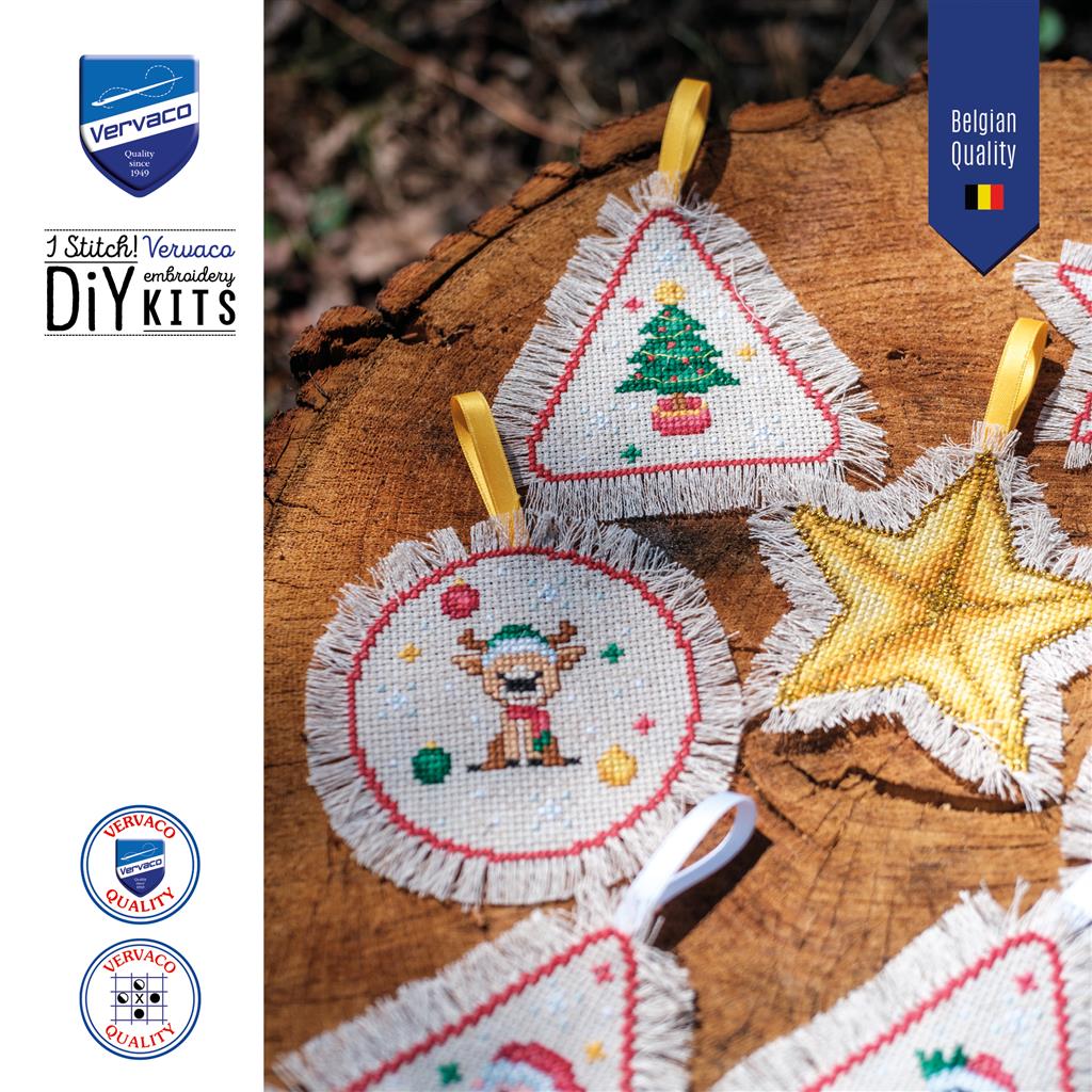 Vervaco | Telpakket kit Kerst ornamenten | ca. 44 x 66 cm