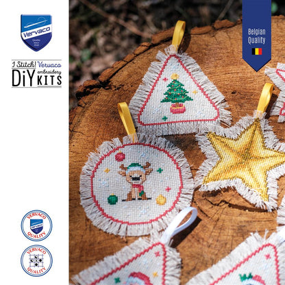 Vervaco | Telpakket kit Kerst ornamenten | ca. 44 x 66 cm