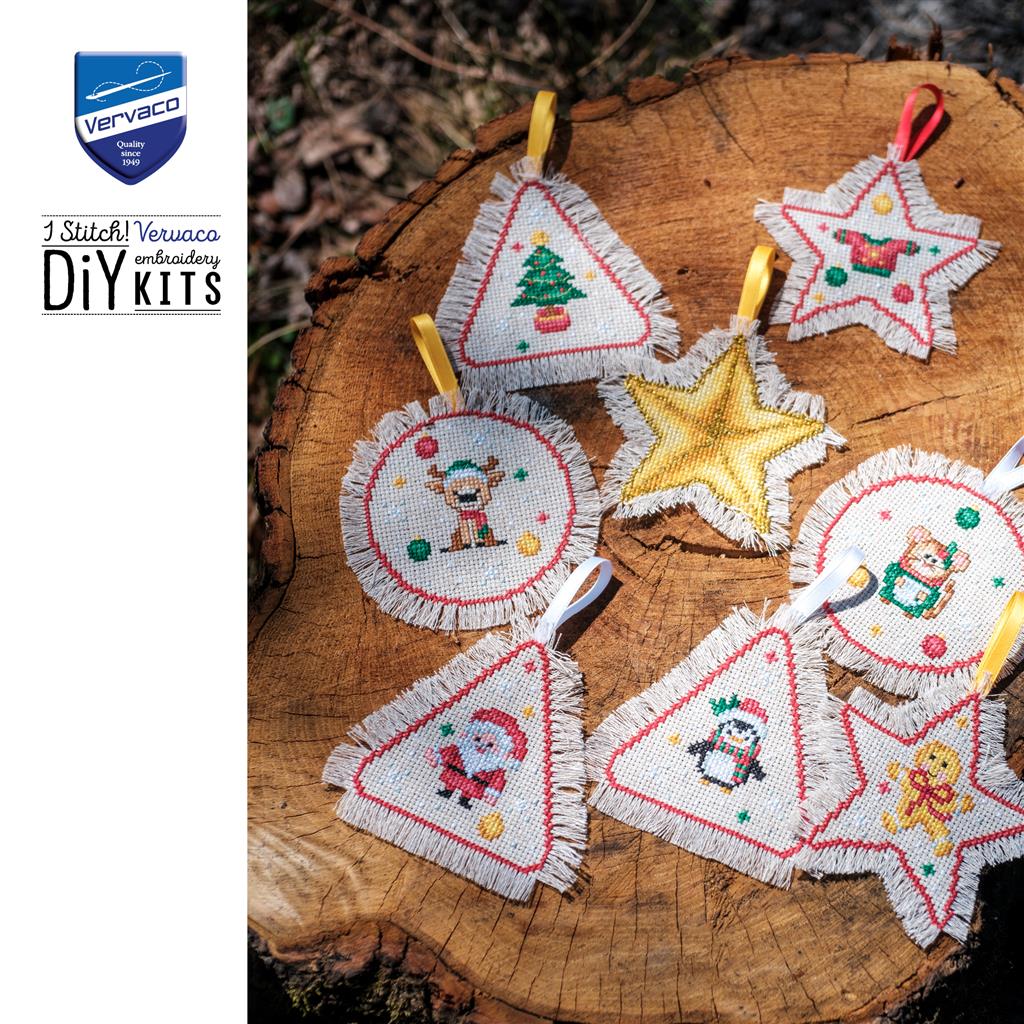 Vervaco | Telpakket kit Kerst ornamenten | ca. 44 x 66 cm