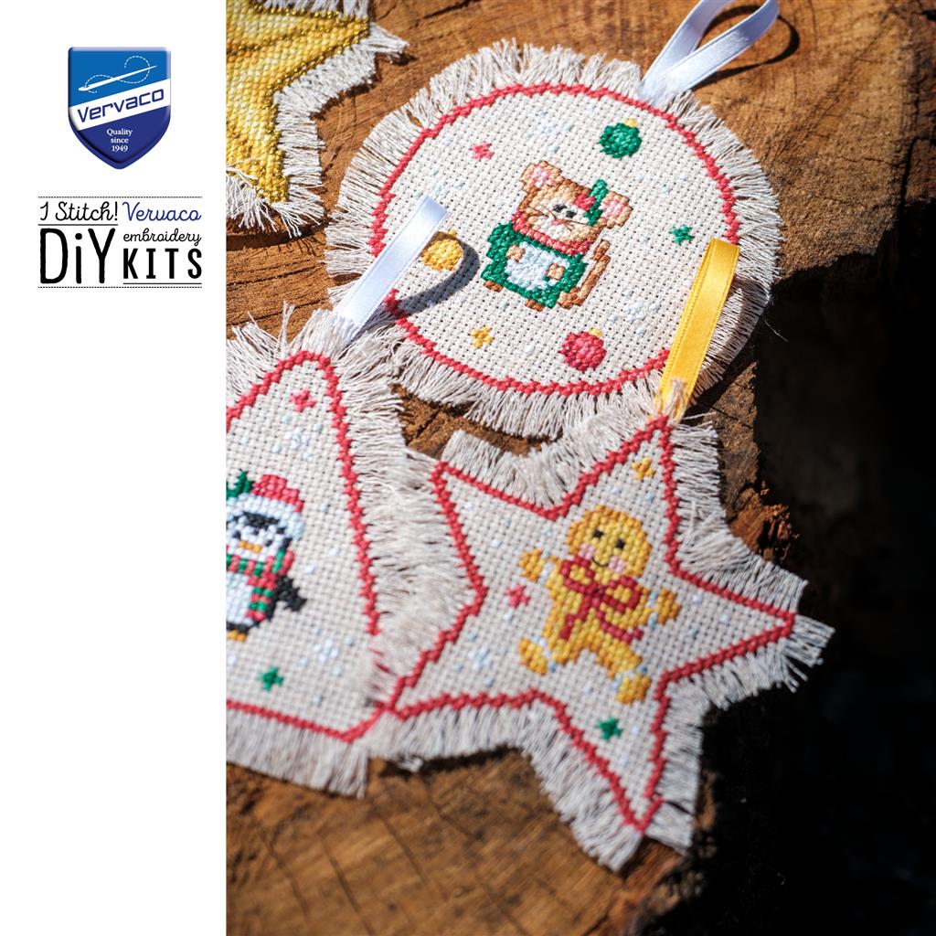 Vervaco | Telpakket kit Kerst ornamenten | ca. 44 x 66 cm