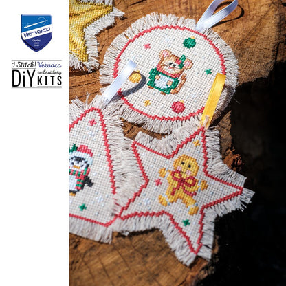 Vervaco | Telpakket kit Kerst ornamenten | ca. 44 x 66 cm