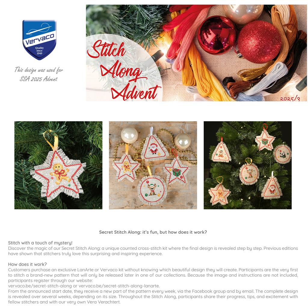 Vervaco | Telpakket kit Kerst ornamenten | ca. 44 x 66 cm